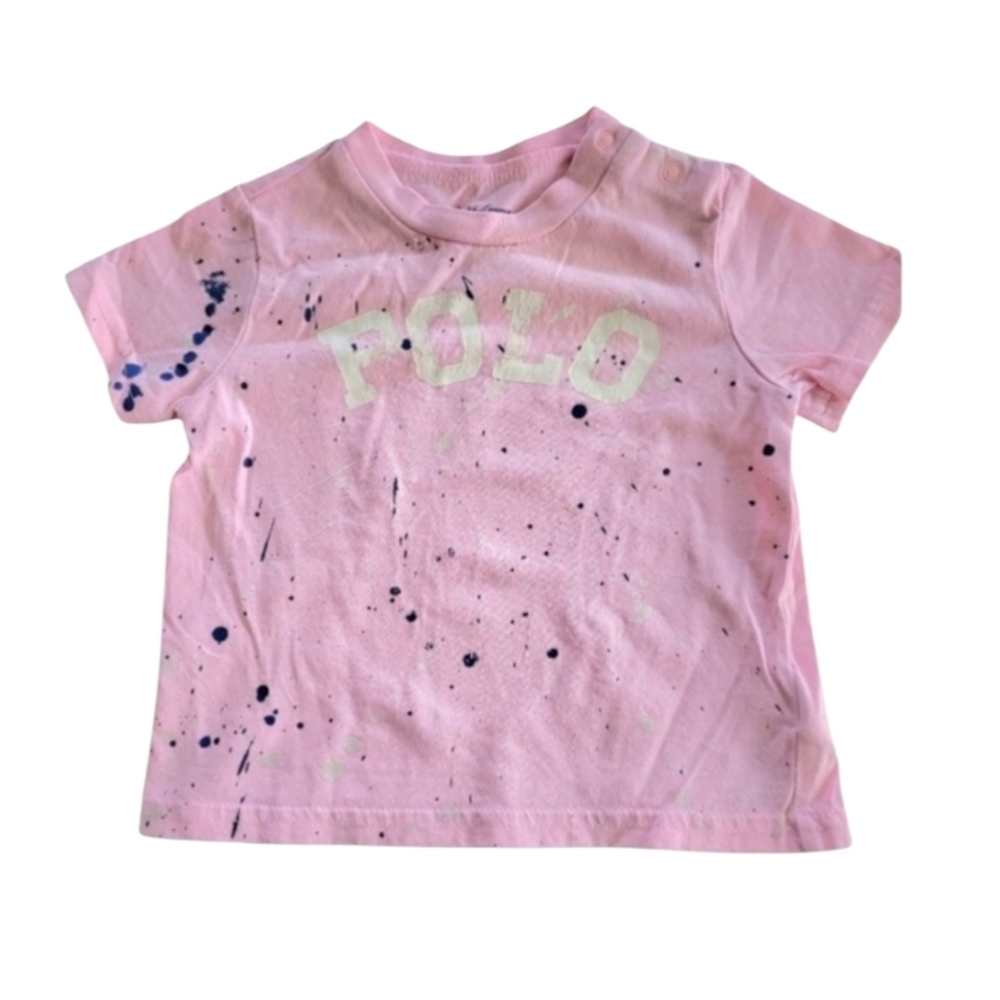 Vintage Ralph Lauren 100% Cotton Pink Prep Short Sleeve Tee Size 6 Months Infant
